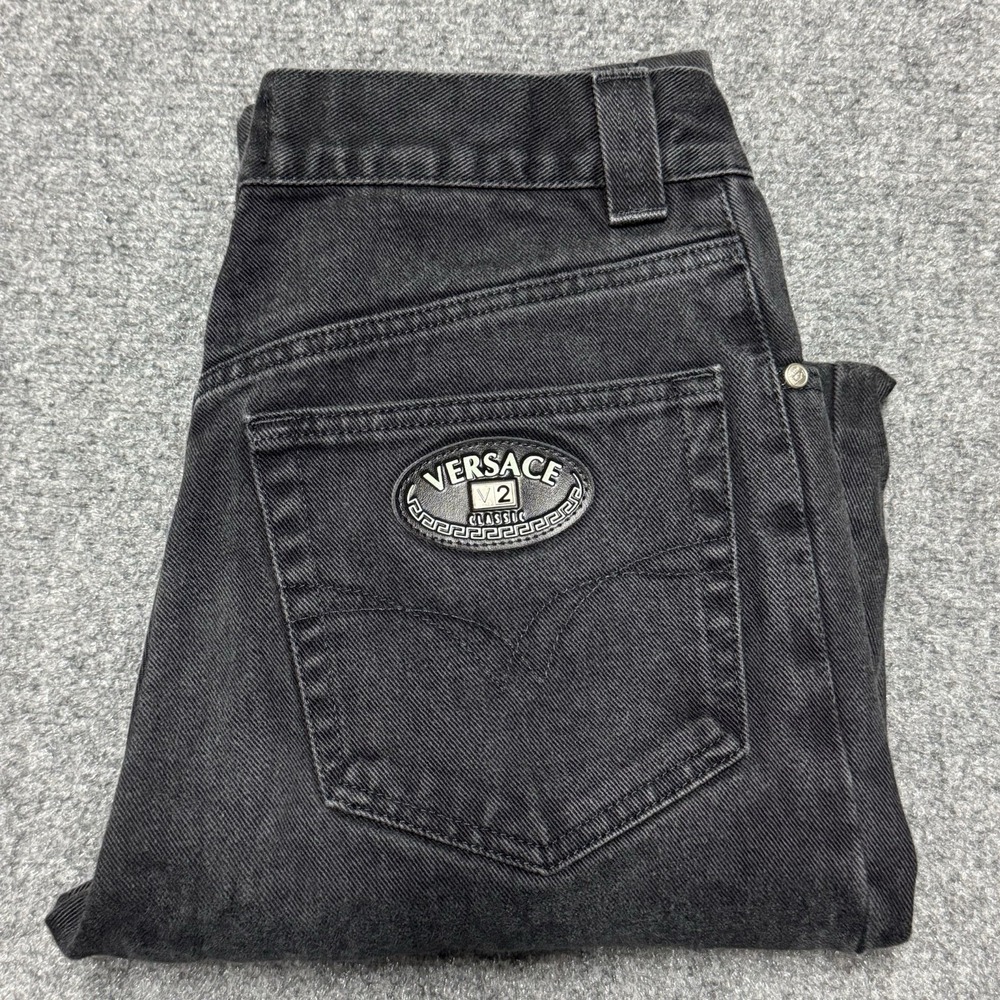 Versace Jeans Mens 30 Black Classic V2 Dark Denim Pants Stars Italy